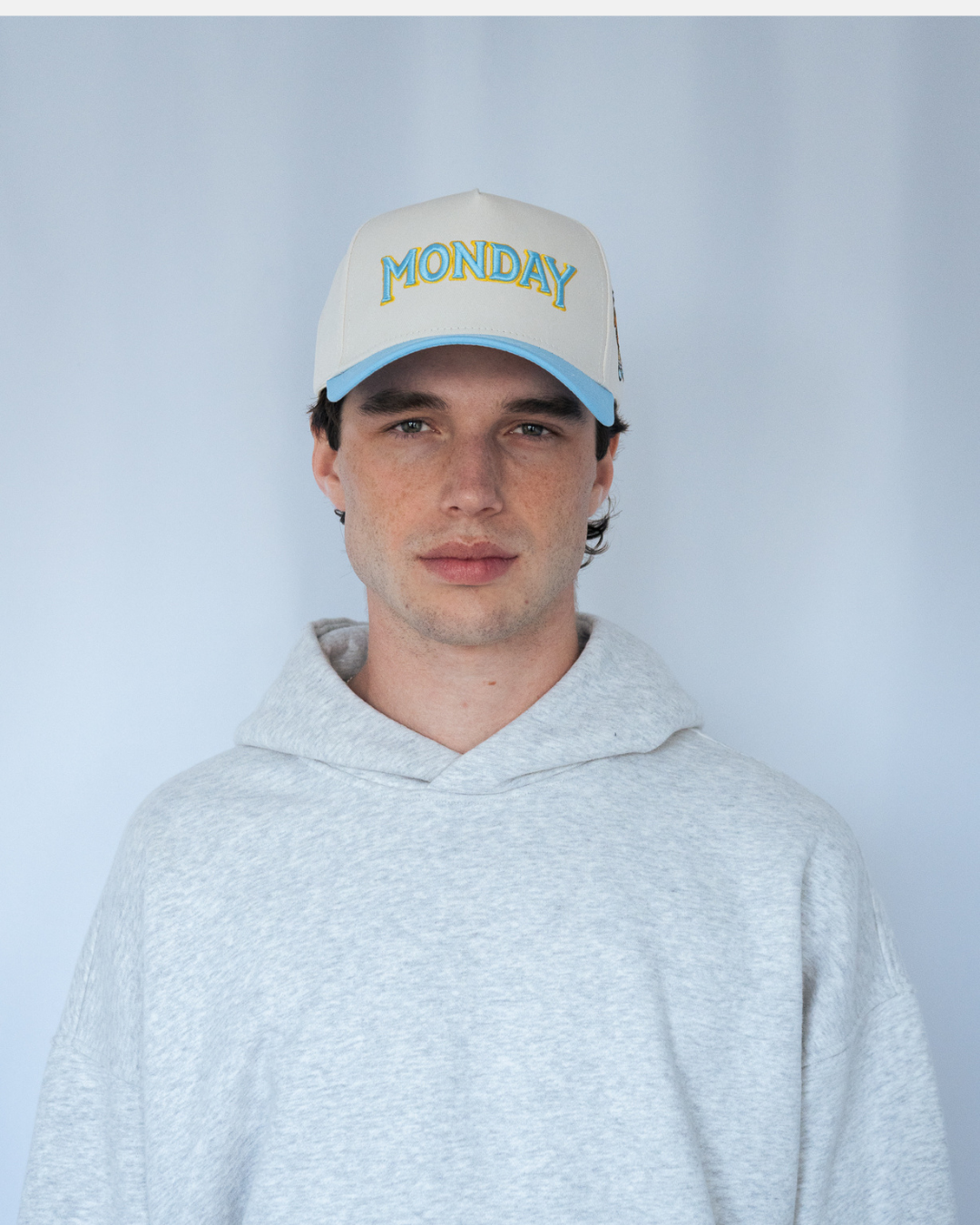 Monday Snapback | Cream & Baby Blue