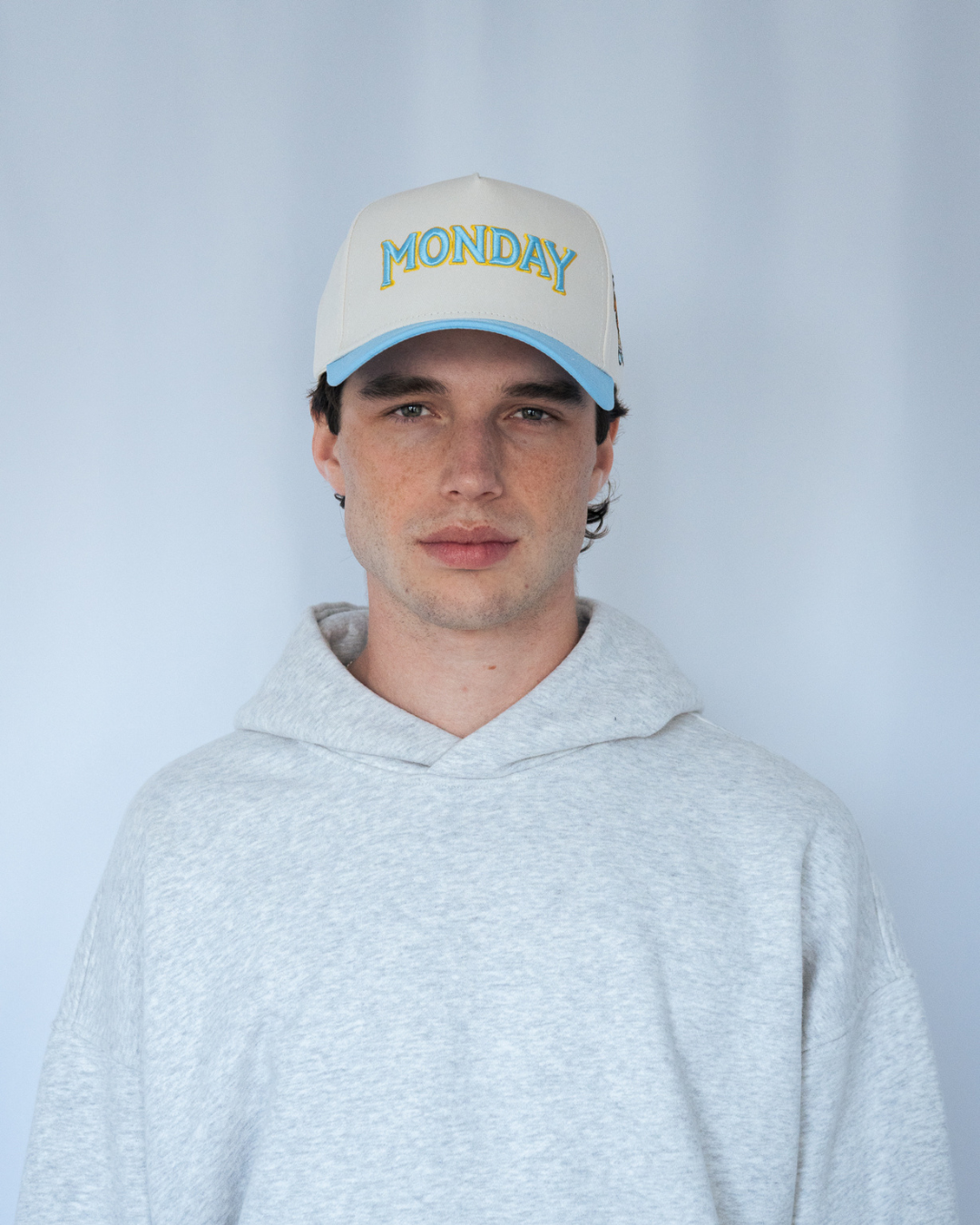Monday Snapback | Cream & Baby Blue