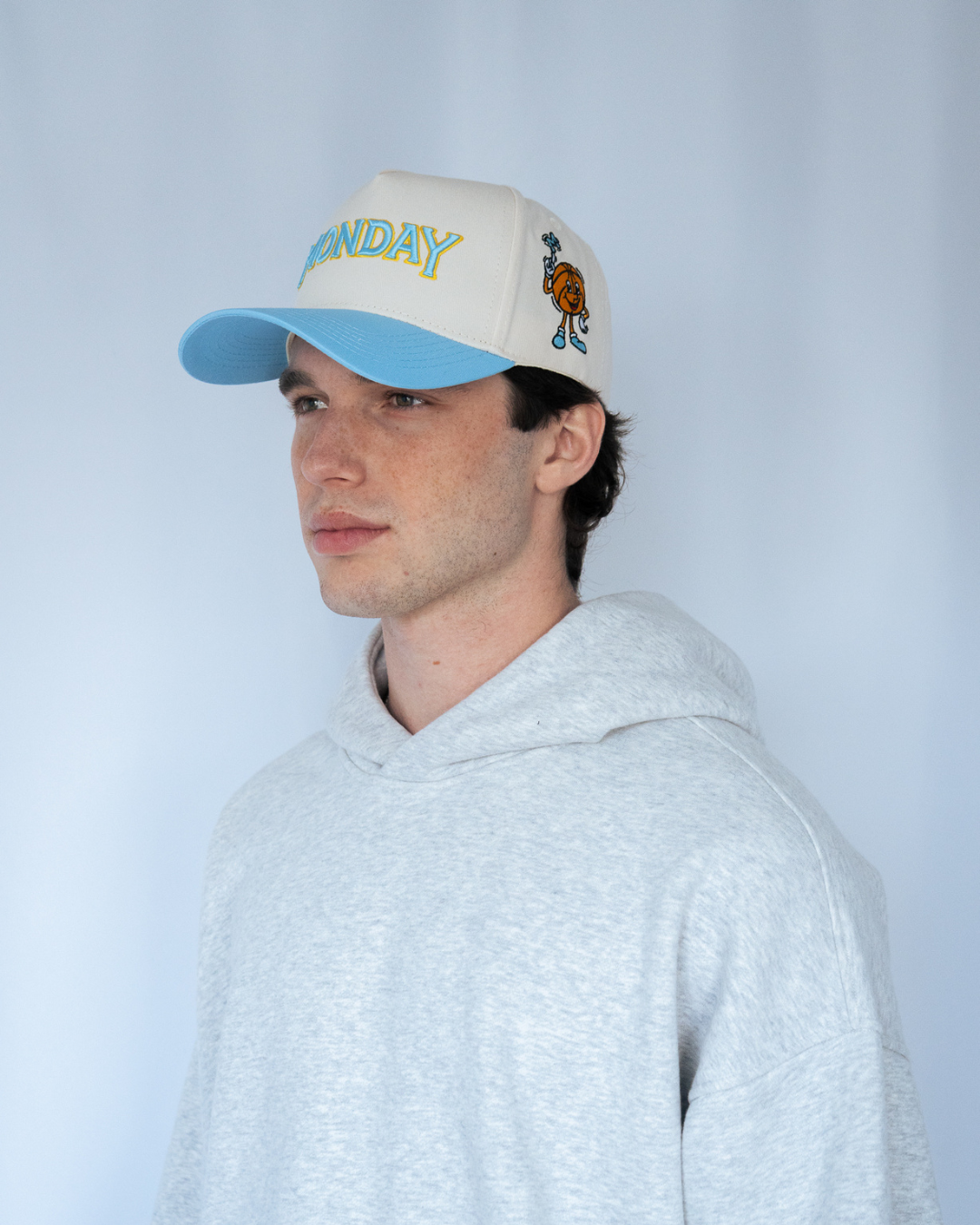 Monday Snapback | Cream & Baby Blue
