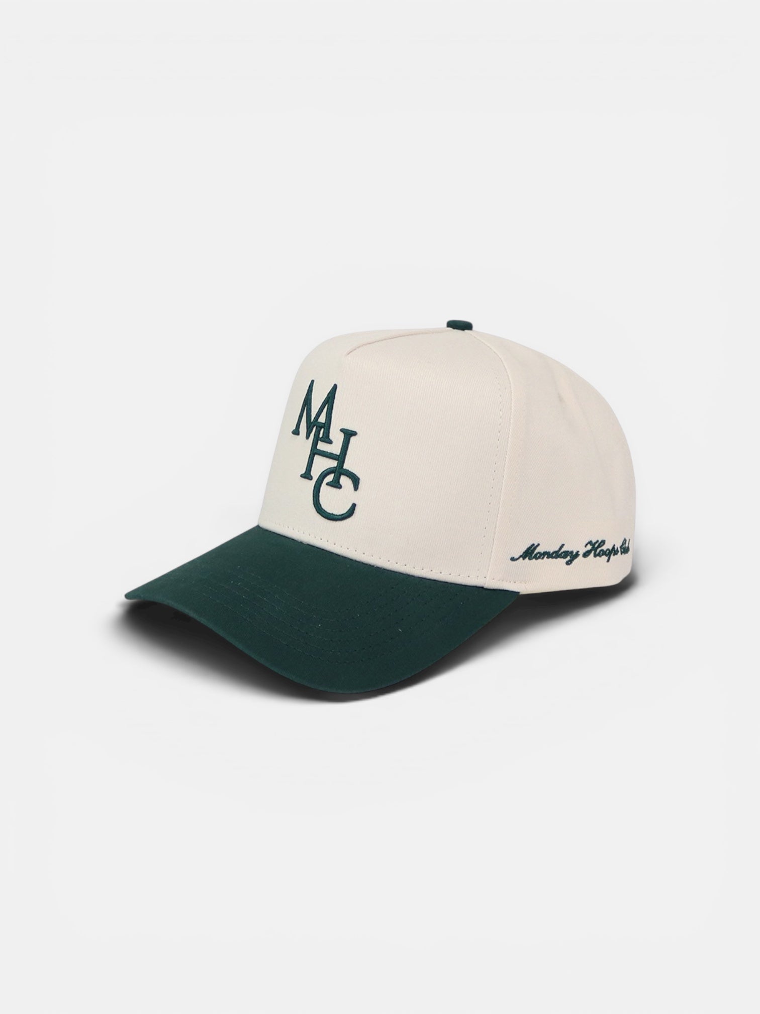 MHC Script Snapback | Cream & Vintage Green – Monday Hoops Club
