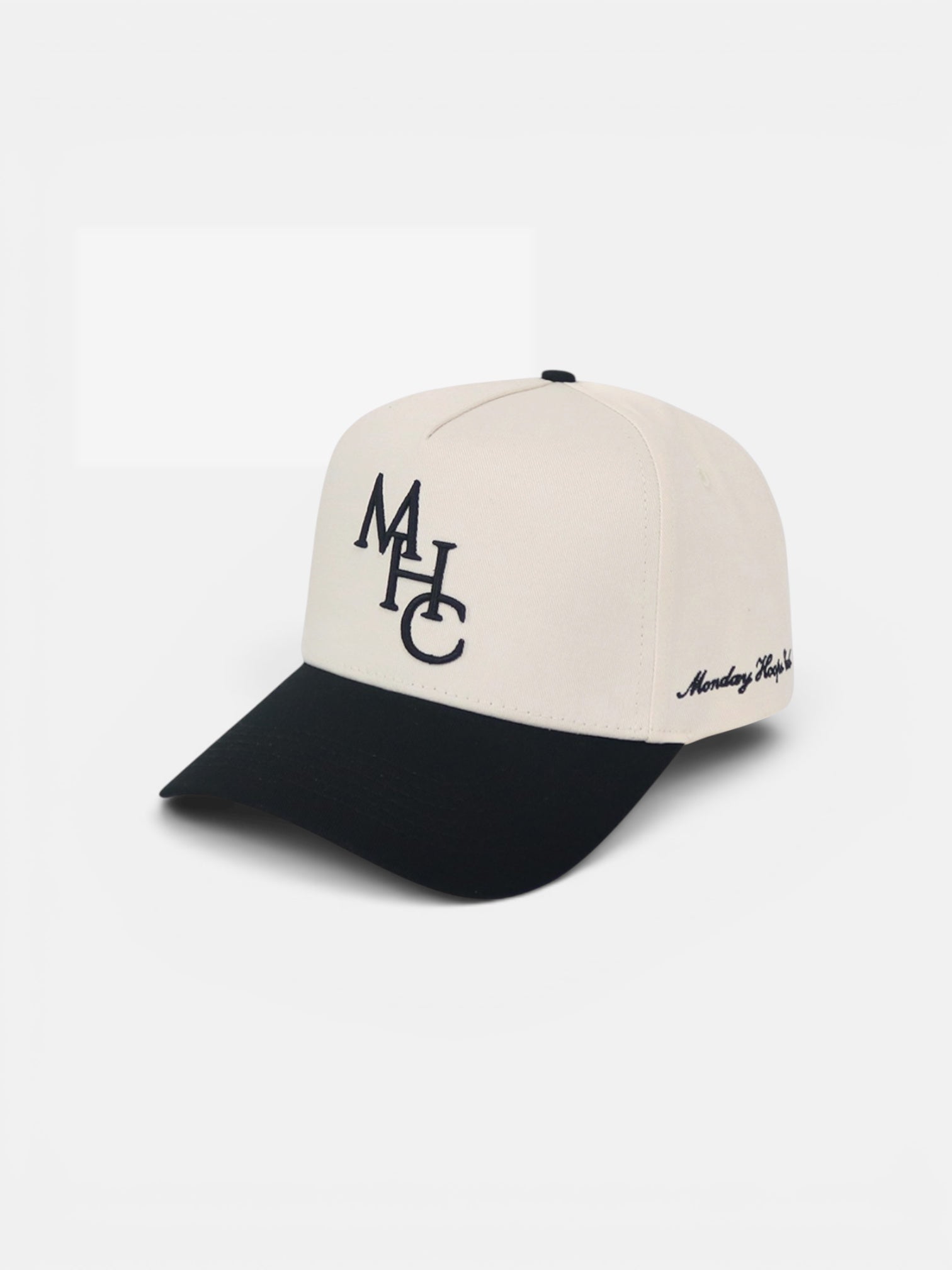 MHC Script Snapback | Cream & Black